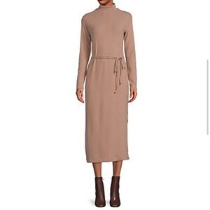 Vince Beige Long Sleeve Tie Waist Dress